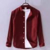 Men's Solid Colour Ban color Shirt  (Light Maroon)