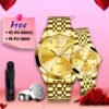 Olevs Stainless Steel fashionable Couple watches Full Golden