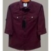 Double Pocket  shirt for men (maroon)